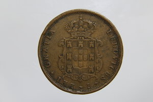 reverse: PORTOGALLO LUIZ I 5 REIS 1868 CU BB