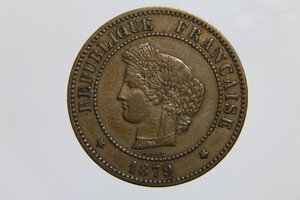 reverse: FRANCIA 5 CENTIMES 1879 A CU MBB