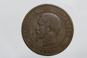 reverse: FRANCIA NAPOLEONE III 10 CENTIMES 1865 D CU QBB *ANCORA