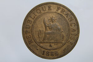 reverse: INDOCINA FRANCESE 1 CENT 1888 A CU BB