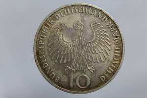 reverse: GERMANIA FEDERAL REPUBLIC 10 MARK 1972 J AG FDC