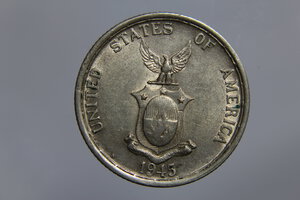 reverse: FILIPPINE AMMINISTRAZIONE USA 50 CENTAVOS 1945 S AG SPL+