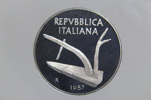 reverse: 10 LIRE 1987 SPIGA ITALMA PROOF NC