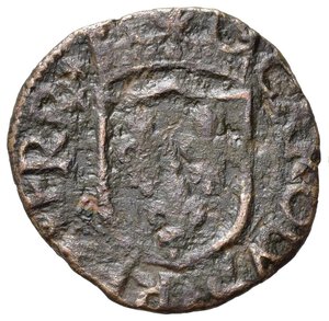 obverse: L AQUILA. Carlo VIII di Francia (1495). Cavallo AE (1,61 g). Scudo coronato di Francia. R/croce patente ancorata. qBB
