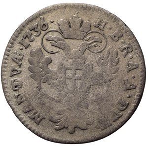reverse: MANTOVA. Carlo VI d Asburgo (1707-1740). Lira da 20 soldi 1736 (3,47 g). MIR 752/6; Bignotti 2. MB
