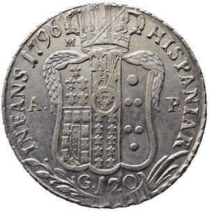 reverse: NAPOLI. Ferdinando IV di Borbone (1759-1816). Piastra da 120 grana 1796. Ag. Magliocca 258. BB+