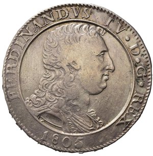 obverse: NAPOLI. Ferdinando IV di Borbone (1759-1816). Piastra da 120 grana 1805. Ag. qBB