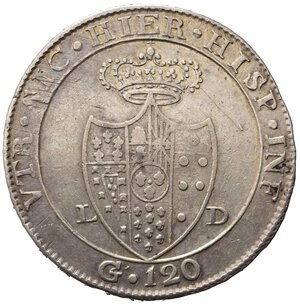 reverse: NAPOLI. Ferdinando IV di Borbone (1759-1816). Piastra da 120 grana 1805. Ag. qBB