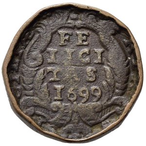 reverse: PALERMO. Carlo II (1665-1700). Grano 1699. MIR 497/2. AE (4,78 g - 20,3 mm). Tondello martellato.  BB