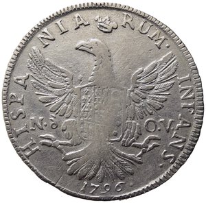 reverse: PALERMO. Ferdinando III di Borbone (1759-1816). 12 Tarì 1796. Ag. MIR 603/1. qBB