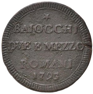 obverse: ROMA. Stato Pontificio. Pio VI (1775-1799). Sampietrino da 2 e 1/2 baiocchi 1795. AE (16,36 g). MIR 2795/2. Raro. qBB