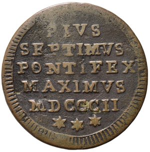 reverse: ROMA. Pio VII (1800-1823) Mezzo baiocco 1802/II (2 tipo) (g. 5,78) Gig. 62a. Cu. MB