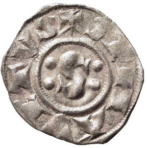 reverse: SIENA. Repubblica (1211-1250) Denaro (g. 0,70). SENA VETUS, S tra globetti R/ ALFA ET CI, Croce. CNI t. 22, 25. Ag - qFDC