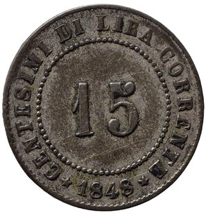 reverse: VENEZIA. Governo Provvisorio (1848-1849) 15 centesimi 1848. Mont. 93; Pag. 183. Mi.   qSPL