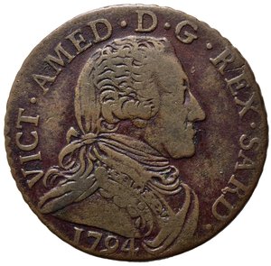 obverse: Vittorio Amedeo III (1773-1796). 5 soldi 1794 (g. 4,99). MIR 994a. Mi. NC. BB