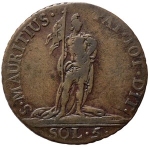 reverse: Vittorio Amedeo III (1773-1796). 5 soldi 1794 (g. 4,99). MIR 994a. Mi. NC. BB