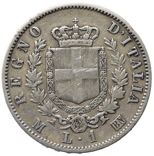 reverse: Vittorio Emanuele II (1861-1878). Lira 1863 Milano, Stemma. Ag. Gig. 64. qBB