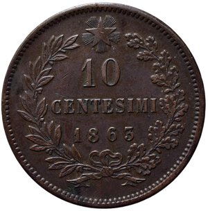 reverse: Vittorio Emanuele II (1861-1878). 10 centesimi 1863 Parigi. Cu. Pag. 540, Gig. 90. BB