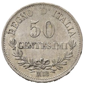 Vittorio Emanuele II (1861-1878). Milano 50 centesimi 1867 M. SPL+
