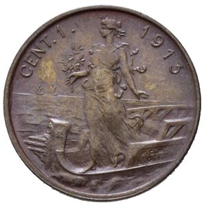 reverse: Vittorio Emanuele III (1900-1943). 1 centesimo 1913 