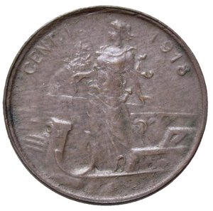 reverse: Vittorio Emanuele III (1900-1943). 1 centesimo 1918 