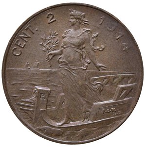 reverse: Vittorio Emanuele III, (1900-1943) 2 Centesimi 1914 Roma, Italia su prora. Cu. Pag. 936; Gig. 303. SPL