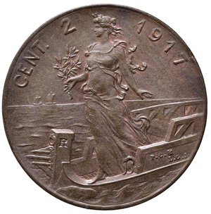 reverse: Vittorio Emanuele III, (1900-1943) 2 Centesimi 1917 Roma, Italia su prora. Cu. Pag. 940; Gig. 306. qFDC