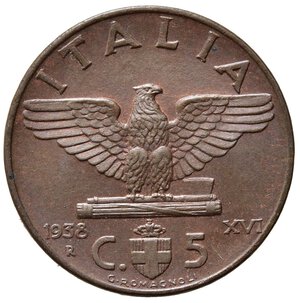 reverse: Vittorio Emanuele III (1900-1943) 5 Centesimi 1938 Roma,