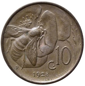 reverse: Vittorio Emanuele III (1900-1943) 10 Centesimi 1928 Roma,