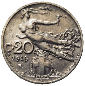 reverse: Vittorio Emanuele III (1900-1943). 20 centesimi 1919 