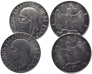 obverse: Vittorio Emanuele III (1900-1943) Lotto di 2 pezzi: Lira 1941 “Impero” Ac. e Lira 1942 