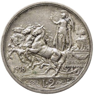 reverse: Vittorio Emanuele III (1900-1943). 2 lire 1916 