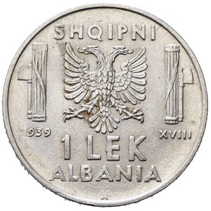 reverse: Vittorio Emanuele III (1900-1943). ALBANIA. 1 lek 1939 XVIII 