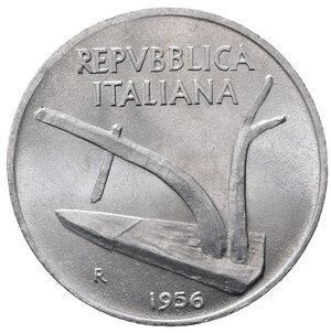 obverse: REPUBBLICA ITALIANA. 10 lire 1956. FDC