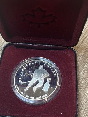 reverse: CANADA. Elisabetta II (1952-date). 1 Canadian dollar 1993.  100° anniversario - Stanley Cup. Ag. KM# 235. Proof