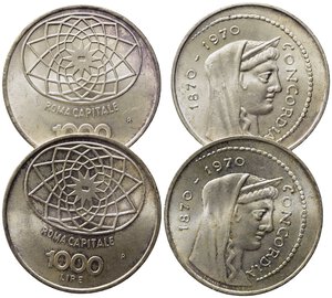obverse: REPUBBLICA ITALIANA (1946-2001) 2 pezzi da 1000 Lire 1970. 