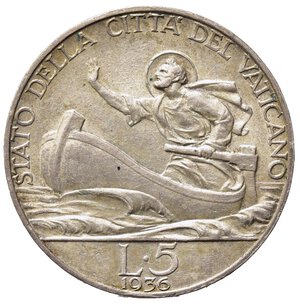 reverse: VATICANO. Pio XI (1929-1938) 5 Lire 1936/XV 