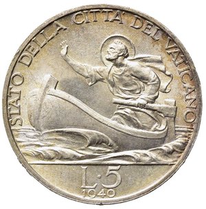 reverse: VATICANO. Pio XII (1938-1958) 5 Lire 1940/II 