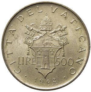 obverse: VATICANO. Giovanni XXIII (1958-1963) 500 Lire 1962/ IV. Ag. KM 65.2    FDC