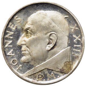 obverse: VATICANO. Giovanni XXIII (1958-1963) Medaglia prova 1968, Decimo anniversario incoronazione (g. 17,27; mm. 33). Ag.    RARO   FDC