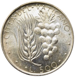 reverse: VATICANO. Paolo VI (1963-1978) 500 Lire 1962/ IV. Ag. KM 65.2