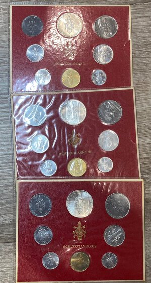 obverse: VATICANO. Paolo VI (1963-1978) Lotto di 3 serie di monete divisionali (X-XI-XIV) . FDC