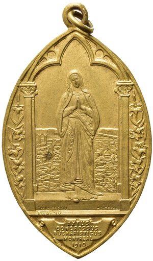 obverse: MEDAGLIE RELIGIOSE. Medaglia Congresso Eucaristico Montreal 1910. AE dorato (12,20 g). SPL+