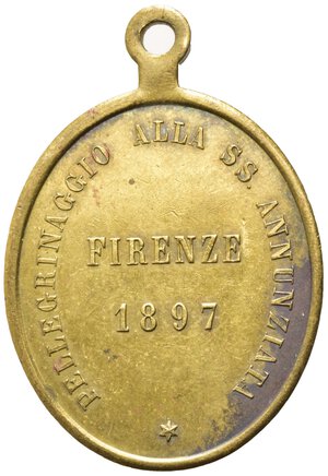 reverse: MEDAGLIE RELIGIOSE. Medaglia Firenze, pellegrinaggio alla Santissima Annunziata 1897. AE dorato (4,49 g). SPL