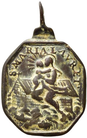 obverse: MEDAGLIE RELIGIOSE. Medaglia Madonna di Loreto. XVII-XVIII sec. AE (6,22 g). BB