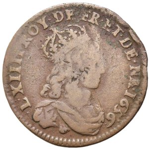 obverse: FRANCIA. Luigi XIV (1643-1715). 1 Liard 1656. Cu (3,50 g). qBB