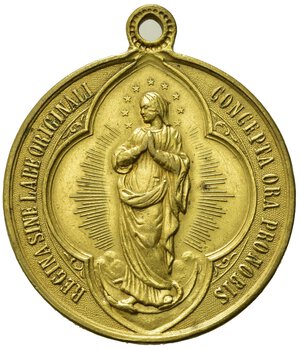 reverse: MEDAGLIE RELIGIOSE. Pio X. Medaglia AE dorato (14,400 g). Coniazione Johnson. SPL