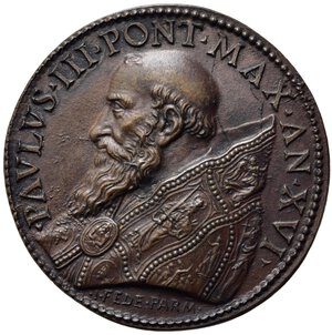obverse: MEDAGLIE PAPALI. Paolo III (1534-1549). Riconio Mazio. AE (21,46 g). SPL