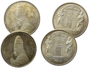 obverse: Lotto di due medaglie papali di Paolo VI. Anno santo 1975. FDC