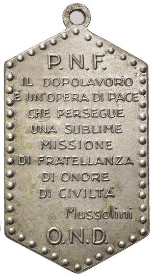 reverse: VENTENNIO FASCISTA. Torino. Distintivo carnevale di Torino anno XVII PNF OND. Mussolini. SPL